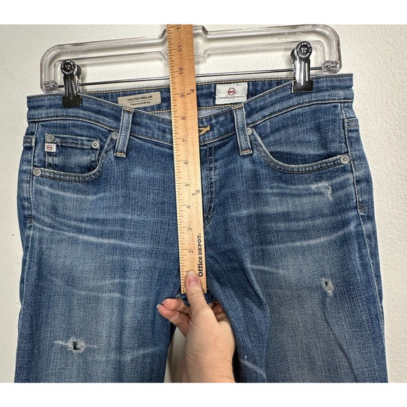 Revolve AG Flyaway The Stilt Cigarette Roll-Up Medium Wash Distressed Jean 27 - Picture 11 of 11